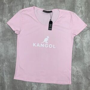 Kangol Top Womens Medium Pink Short Sleeve Casual Kangaroo Graphic Shirt NWT